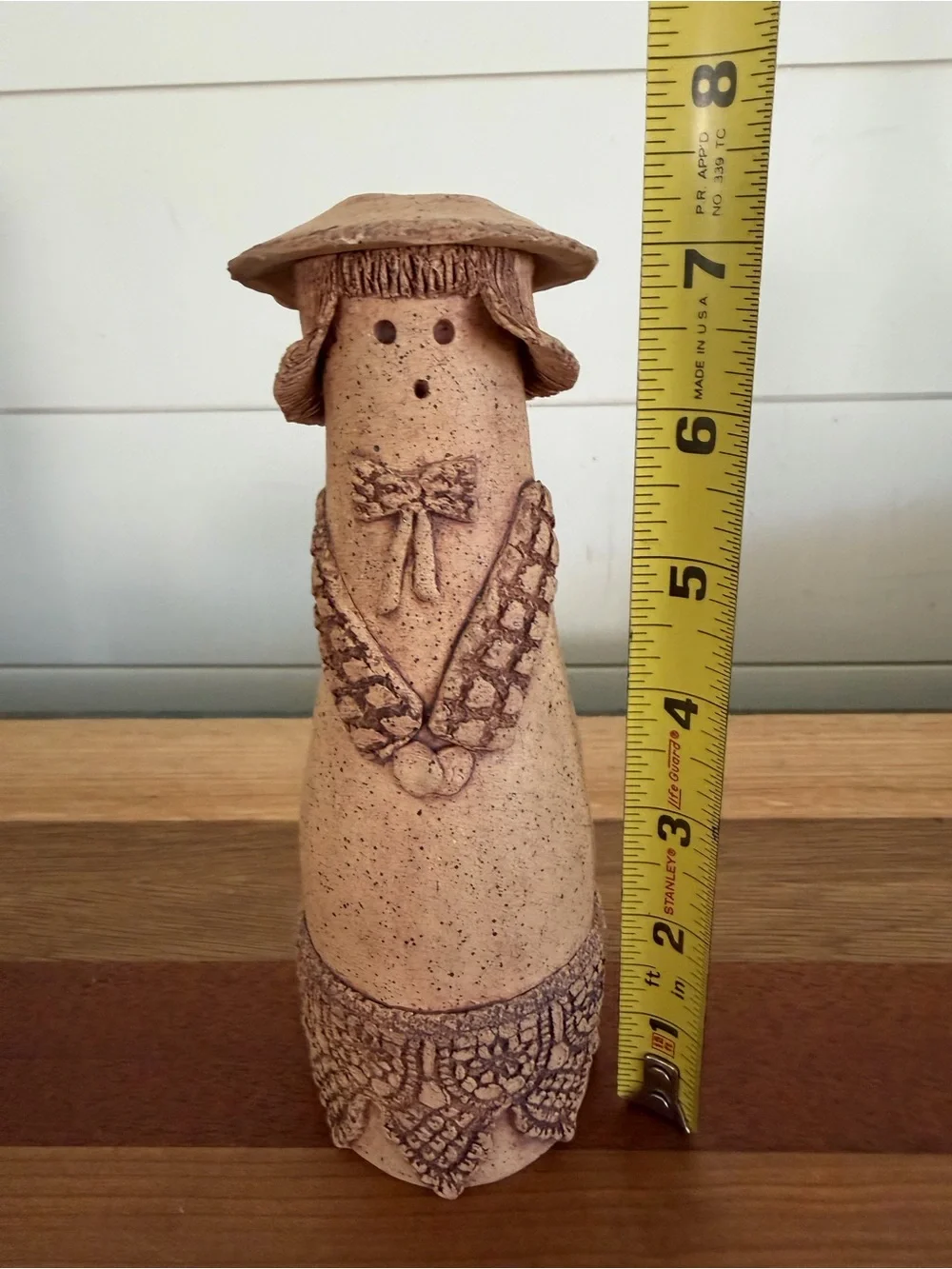 Vintage 1970s Pottery Girl Candle Holder Bud Vase